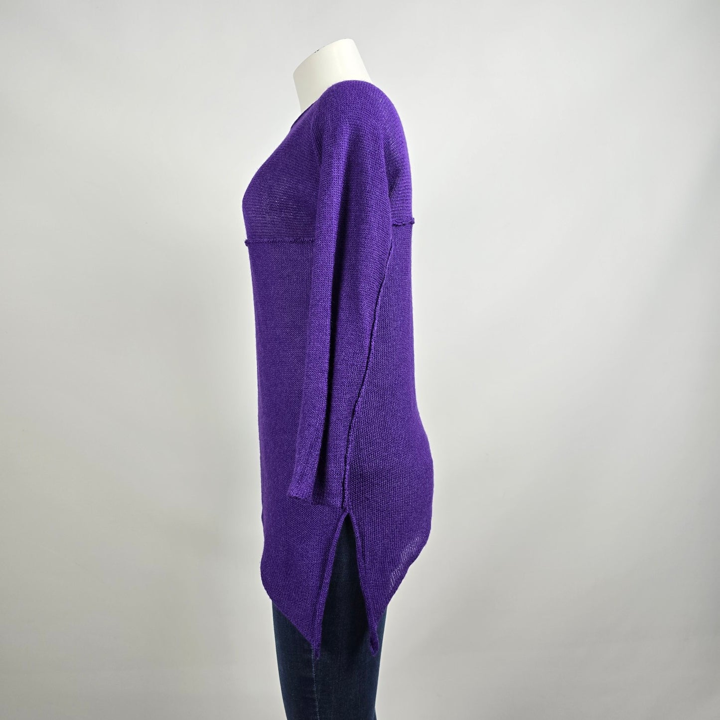 Cecile Benac Purple Knit Wool & Silk Asymmetrical Sweater Size S