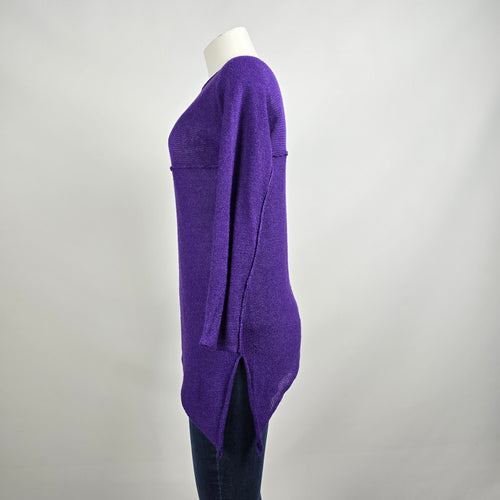 Cecile Benac Purple Knit Wool & Silk Asymmetrical Sweater Size S