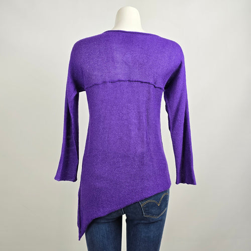 Cecile Benac Purple Knit Wool & Silk Asymmetrical Sweater Size S