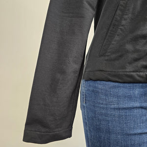Sandwich Black Cotton Floral Detail Zip Up Light Jacket Size M
