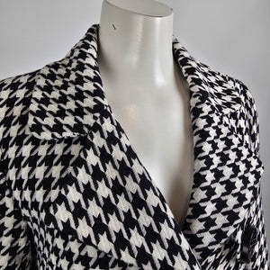 Franco Mirabelli Black Houndstooth Button Up Jacket Size 8