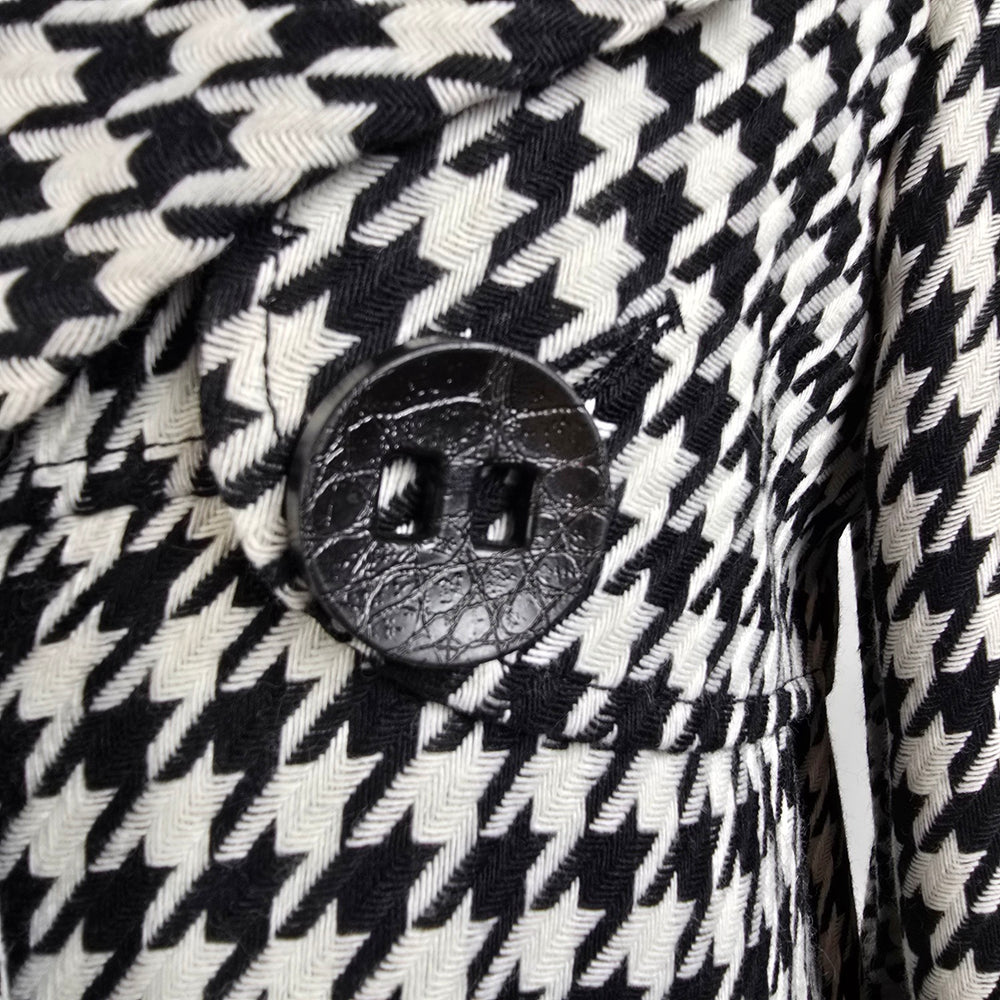 Franco Mirabelli Black Houndstooth Button Up Jacket Size 8