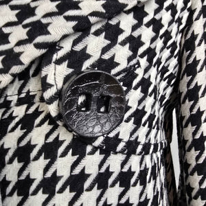 Franco Mirabelli Black Houndstooth Button Up Jacket Size 8