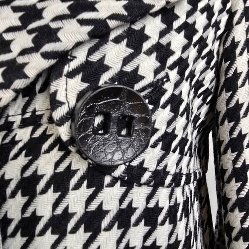 Franco Mirabelli Black Houndstooth Button Up Jacket Size 8