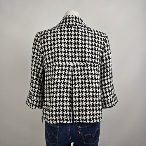 Franco Mirabelli Black Houndstooth Button Up Jacket Size 8