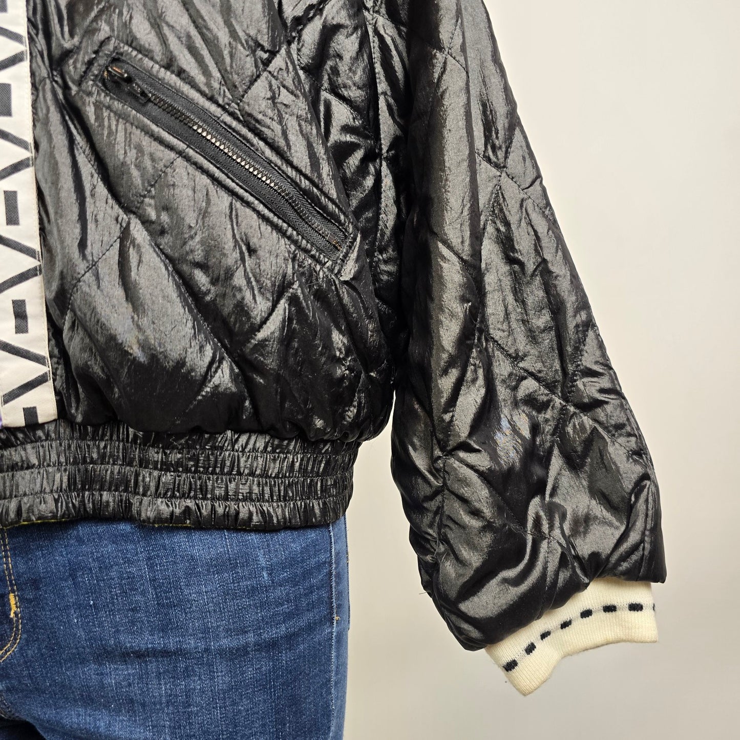 Vintage 90s IXSPA Black Reversible Bomber Jacket Size L