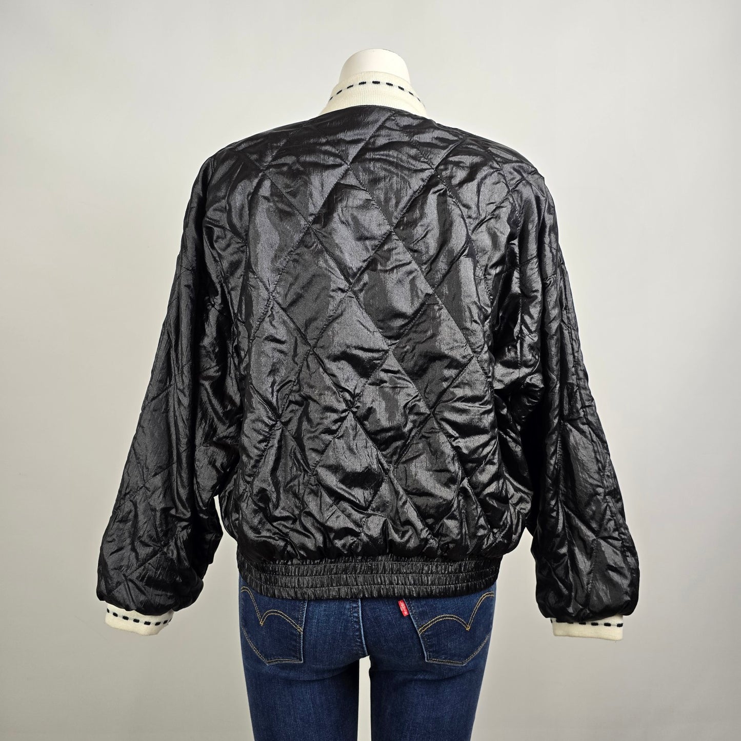 Vintage 90s IXSPA Black Reversible Bomber Jacket Size L