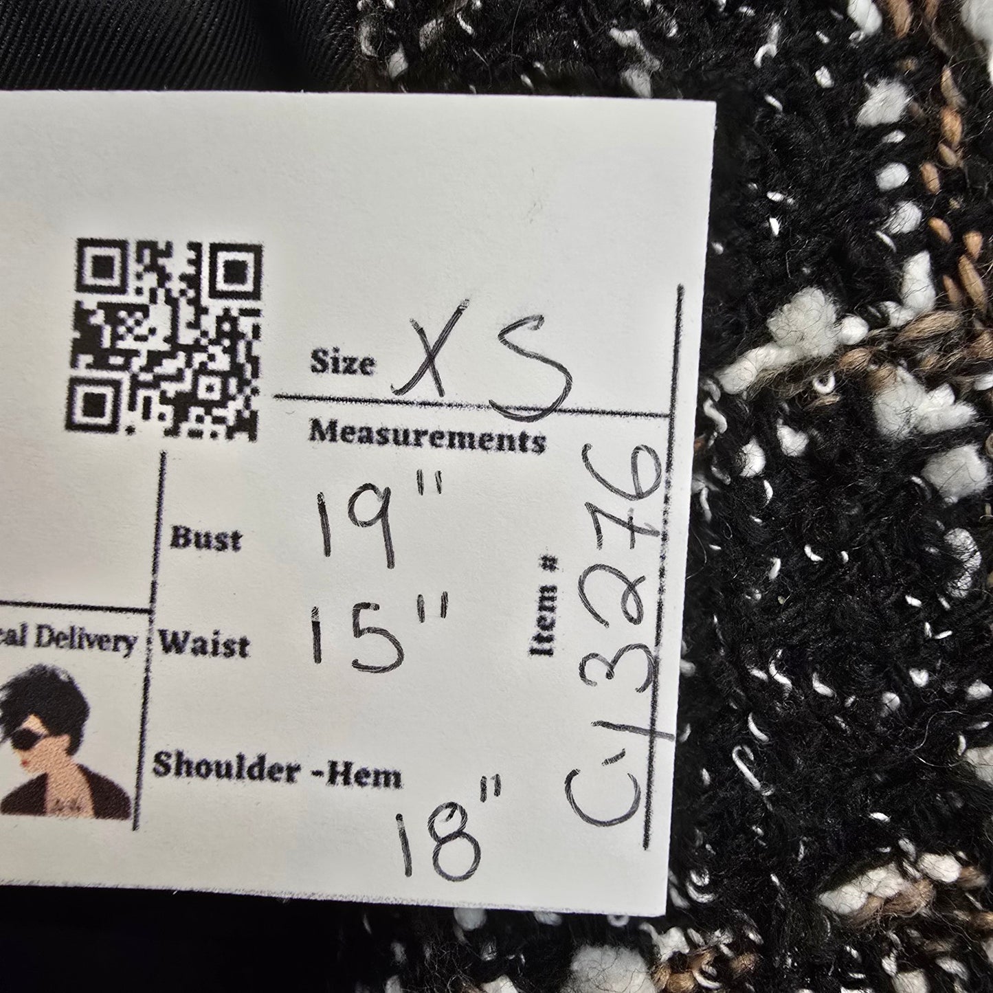 Abercrombie & Fitch Black & Brown Tweed Cropped Blazer Size XS