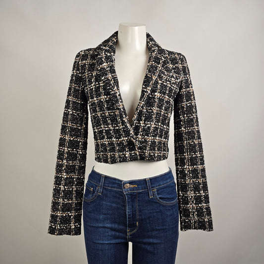 Abercrombie & Fitch Black & Brown Tweed Cropped Blazer Size XS