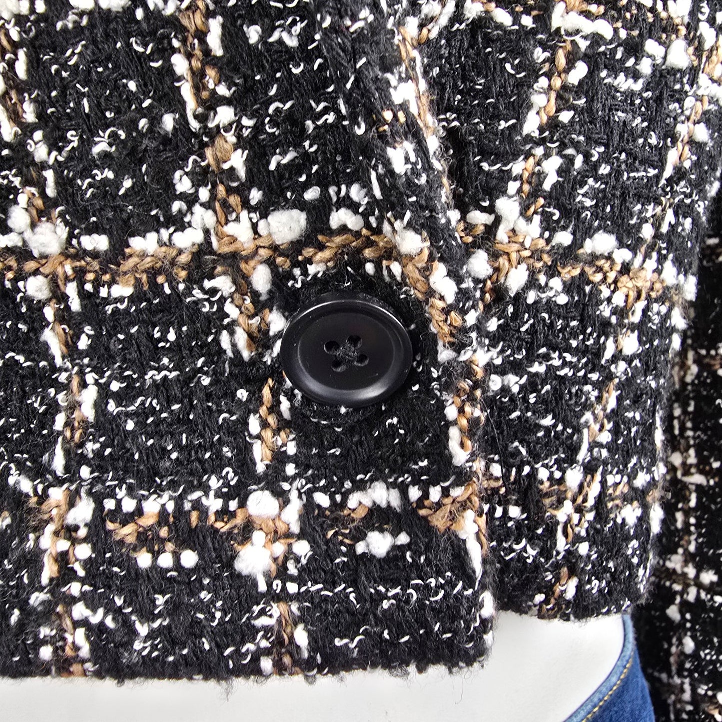 Abercrombie & Fitch Black & Brown Tweed Cropped Blazer Size XS