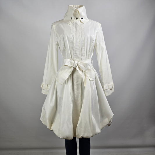 Samuel Dong White Balloon Skirt Trench Coat Size S