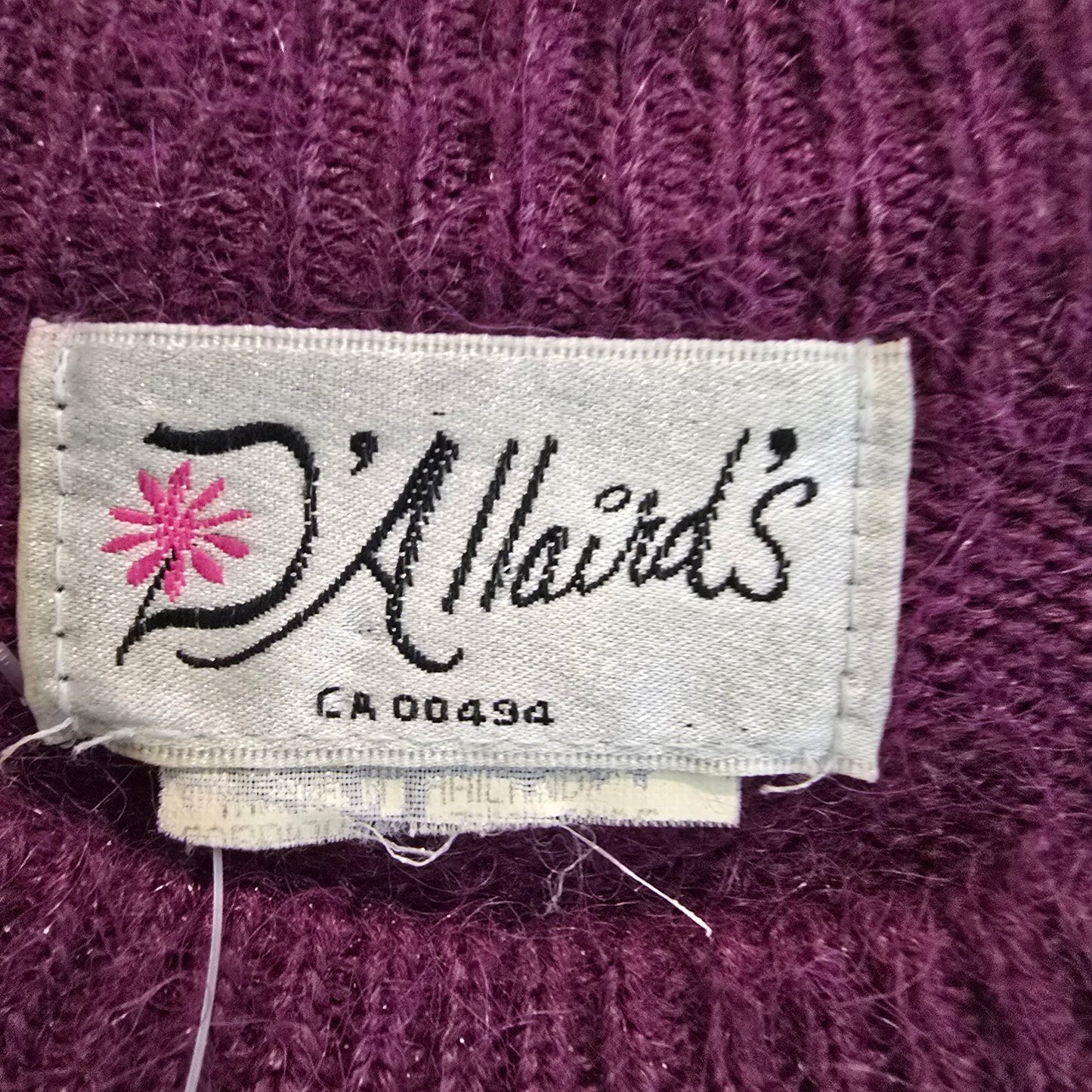 Vintage D'A'llairds Purple Knit Sweater Size M