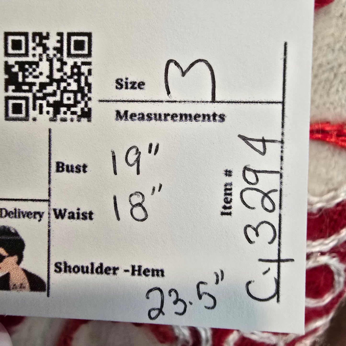 Vintage Jaclyn Smith Red Wool Knit Floral V Neck Sweater Size M