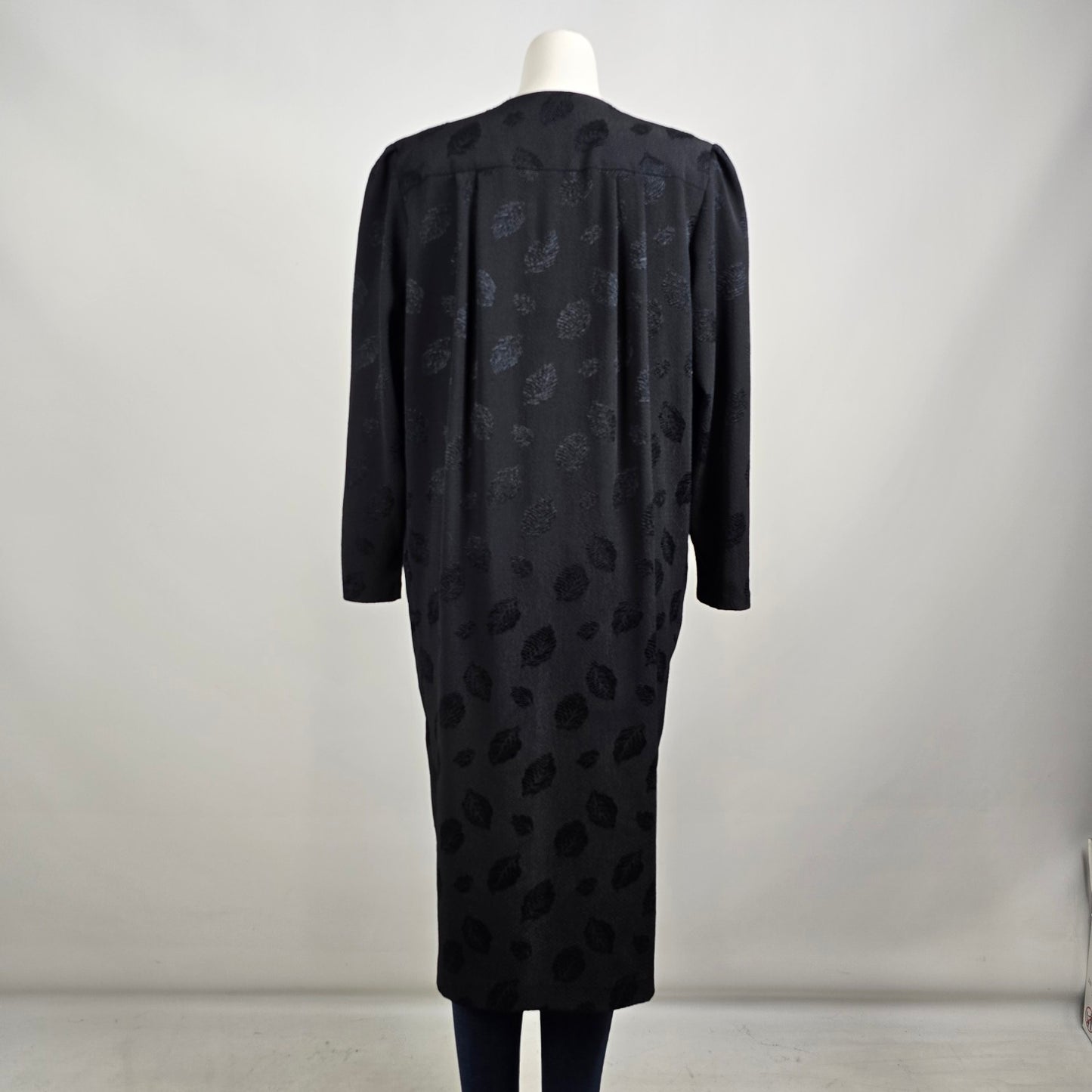 Vintage P.M. Black Puff Sleeve Long Cardigan Jacket Size L