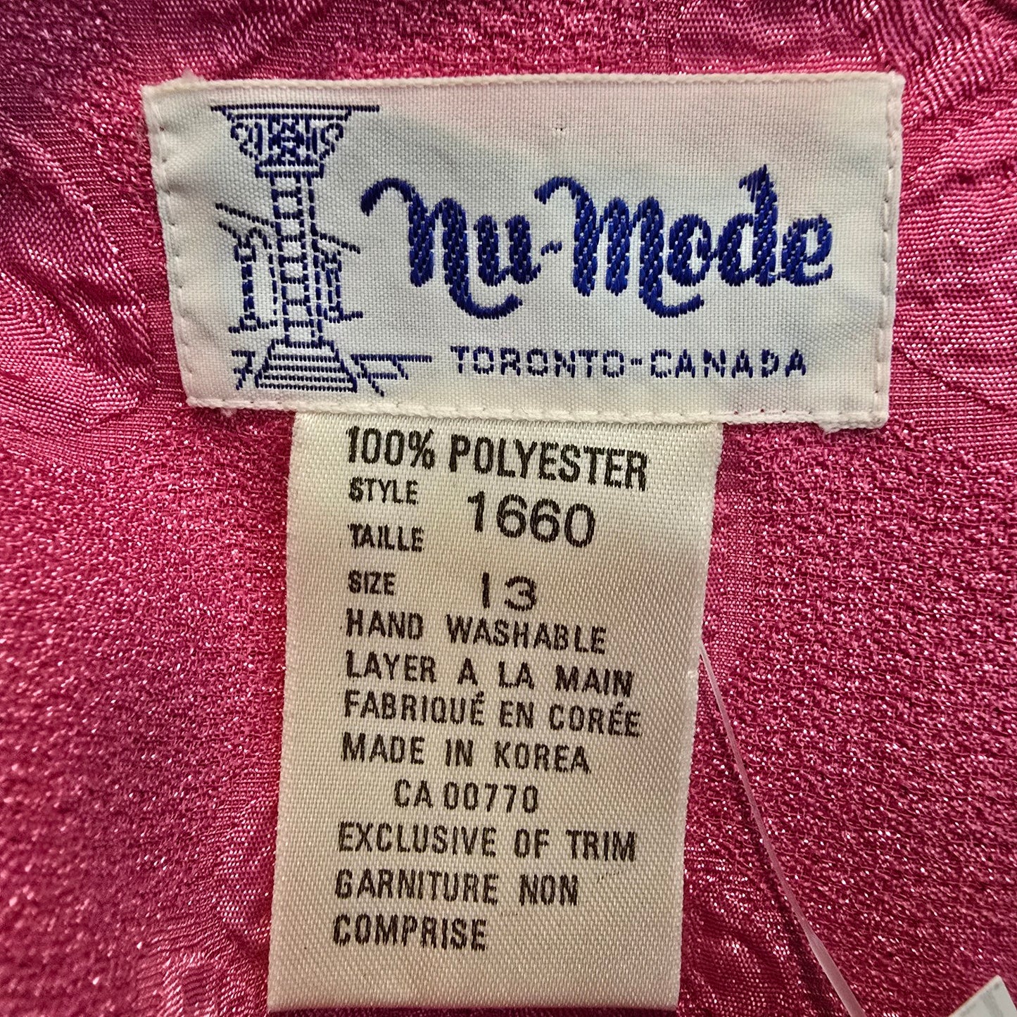 Vintage Nu Mode Pink Flower Detail Blazer Size 13