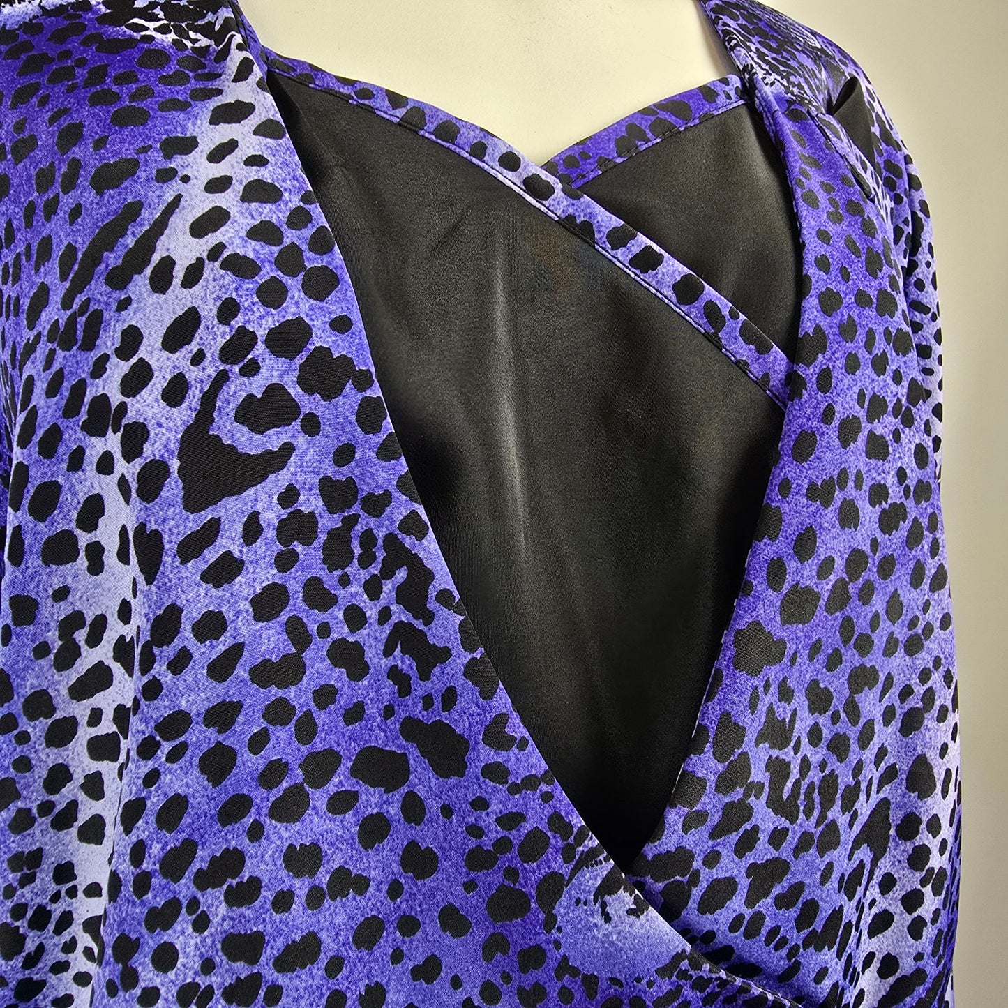 Vintage Warsi Blue Leopard Print Top Blouse Size 9/10