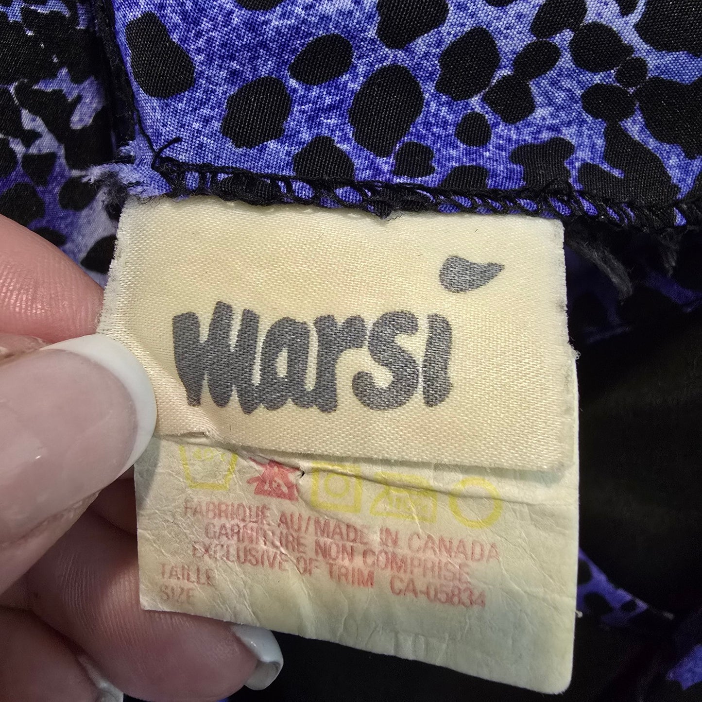 Vintage Warsi Blue Leopard Print Top Blouse Size 9/10