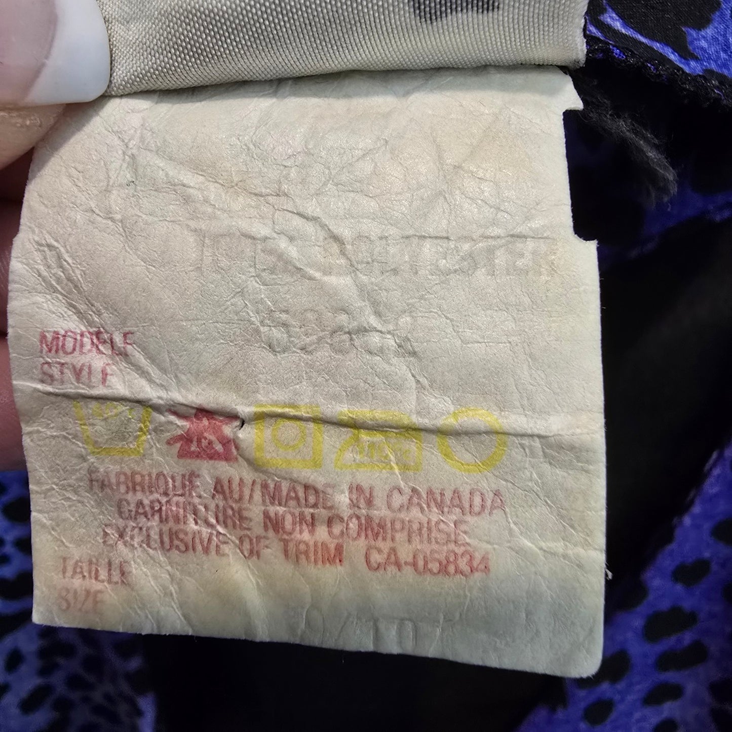 Vintage Warsi Blue Leopard Print Top Blouse Size 9/10