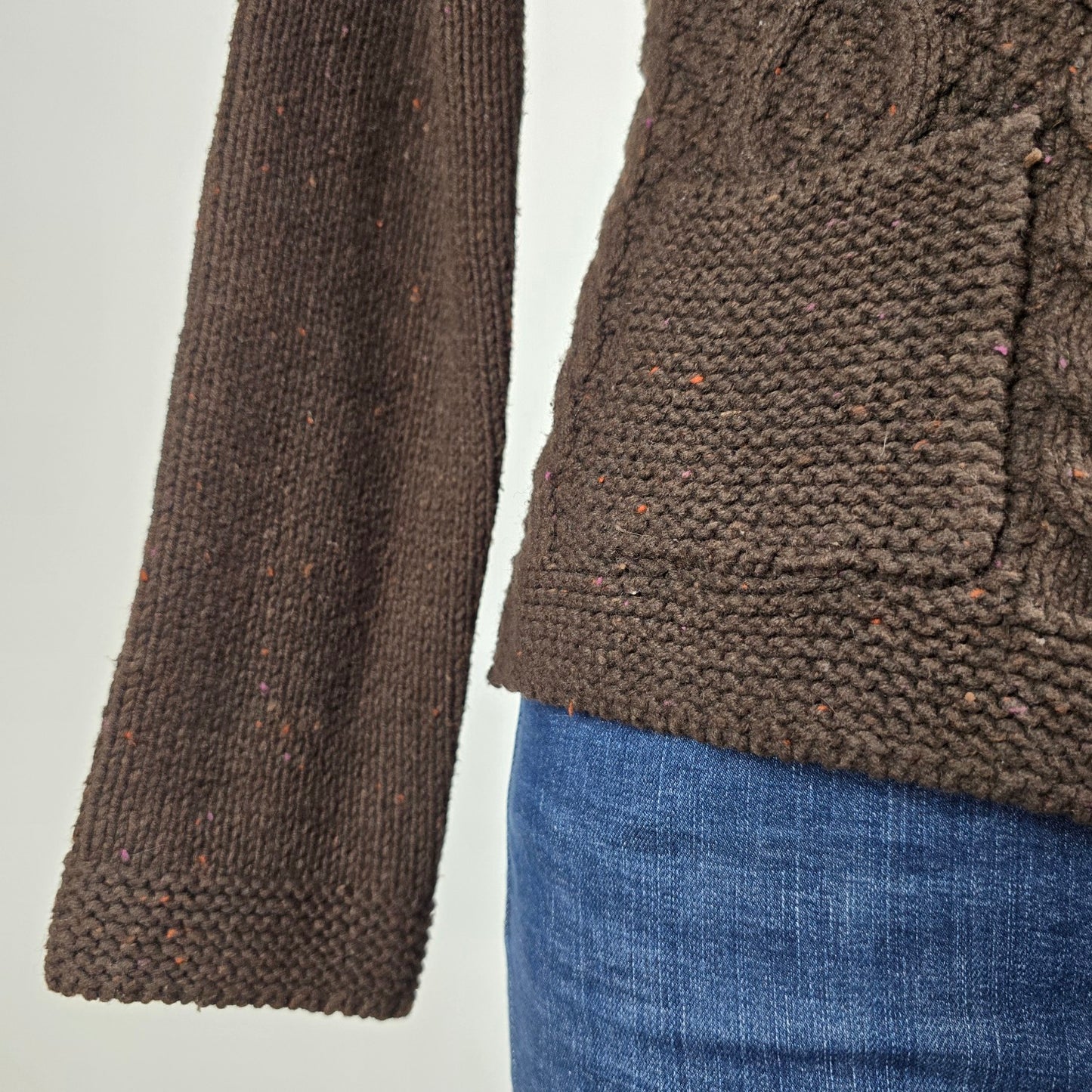 Eddie Bauer Brown Cotton Wool Button Up Cardigan Size S