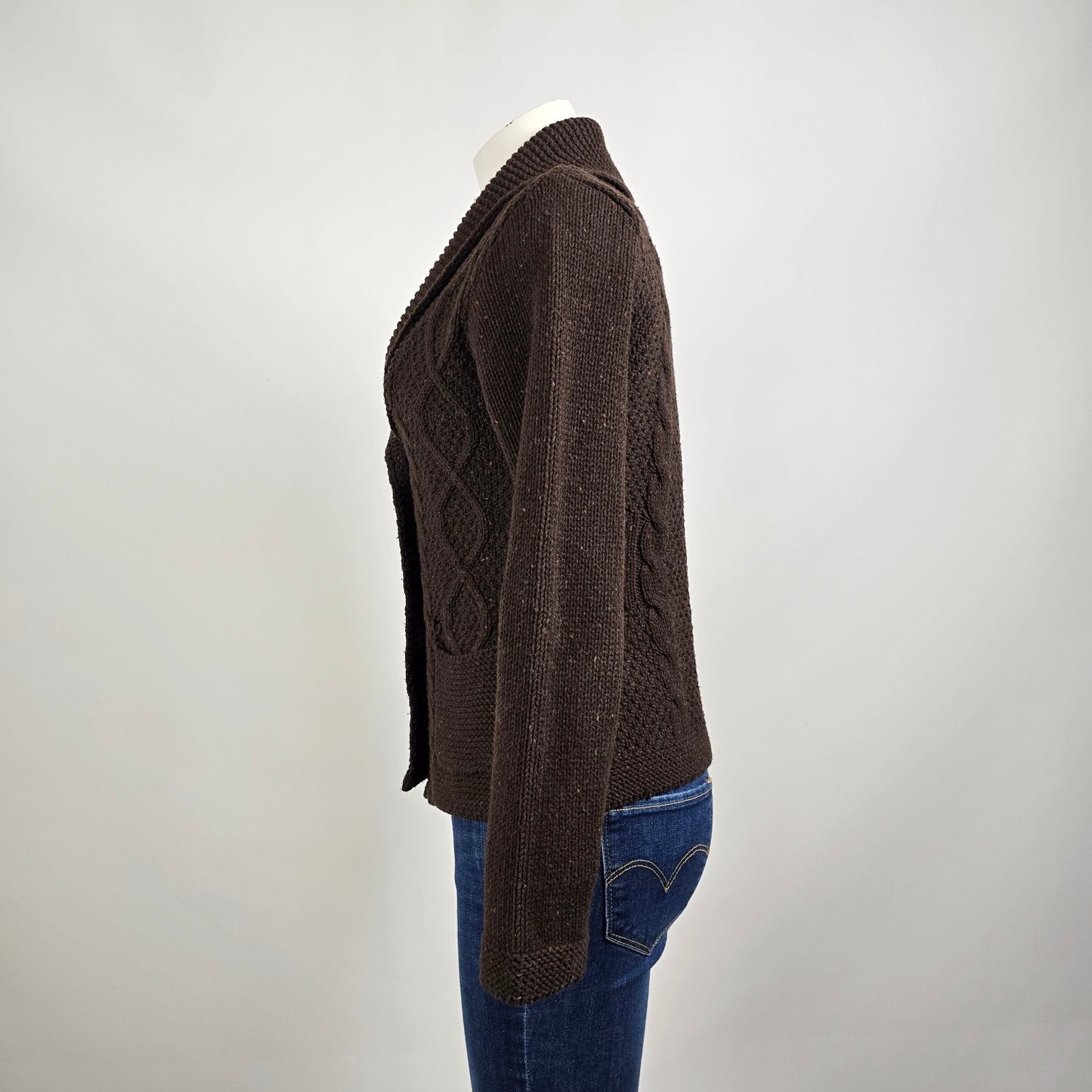 Eddie Bauer Brown Cotton Wool Button Up Cardigan Size S