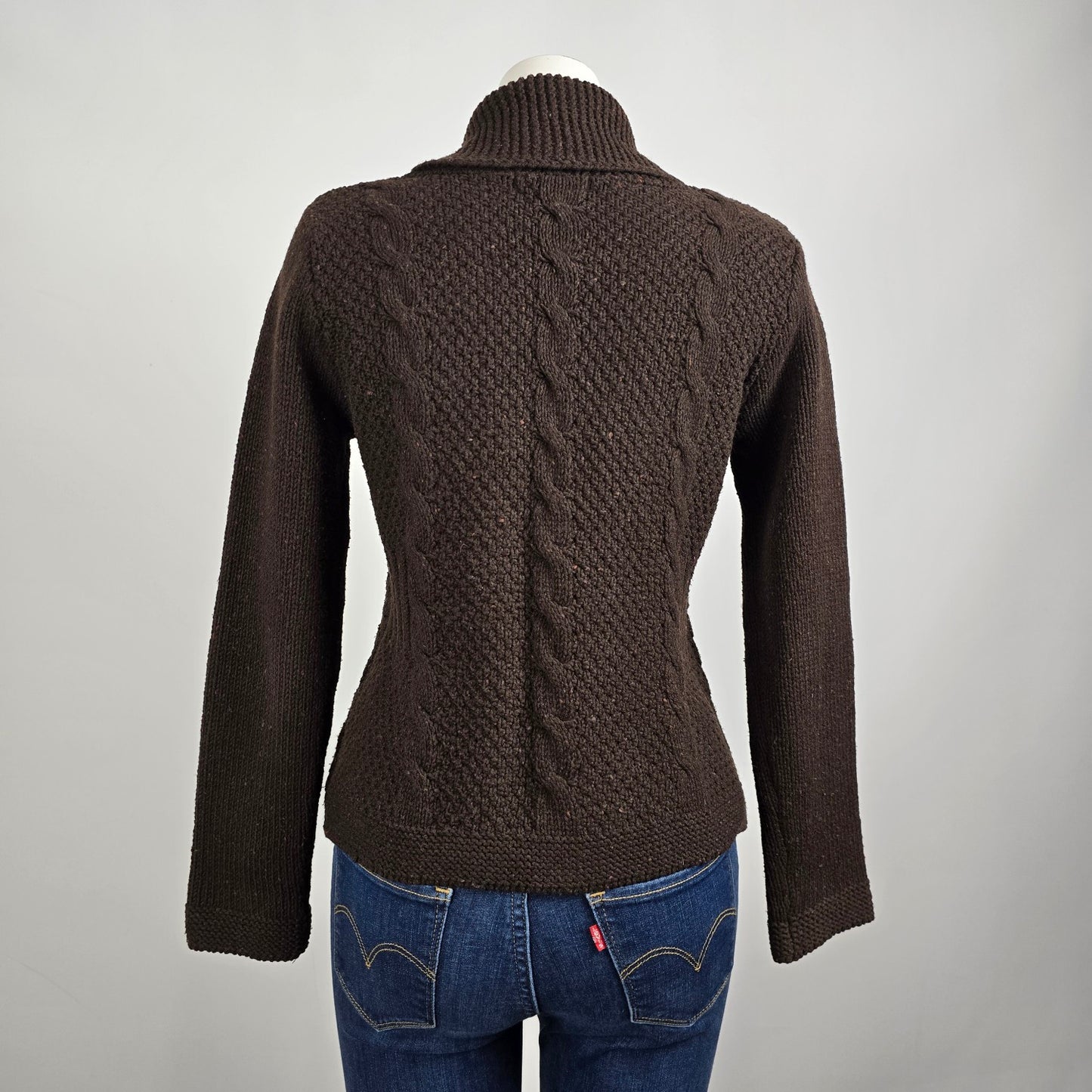 Eddie Bauer Brown Cotton Wool Button Up Cardigan Size S