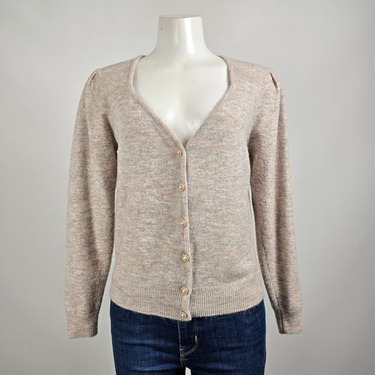 Heartloom Cream Rhinestone Button Cardigan Size L