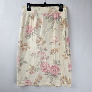 Vintage Floral Cream Midi Skirt Size S/M