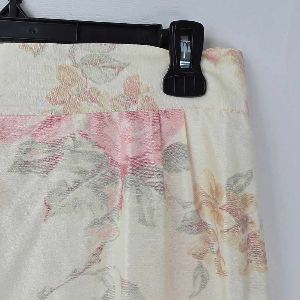 Vintage Floral Cream Midi Skirt Size S/M
