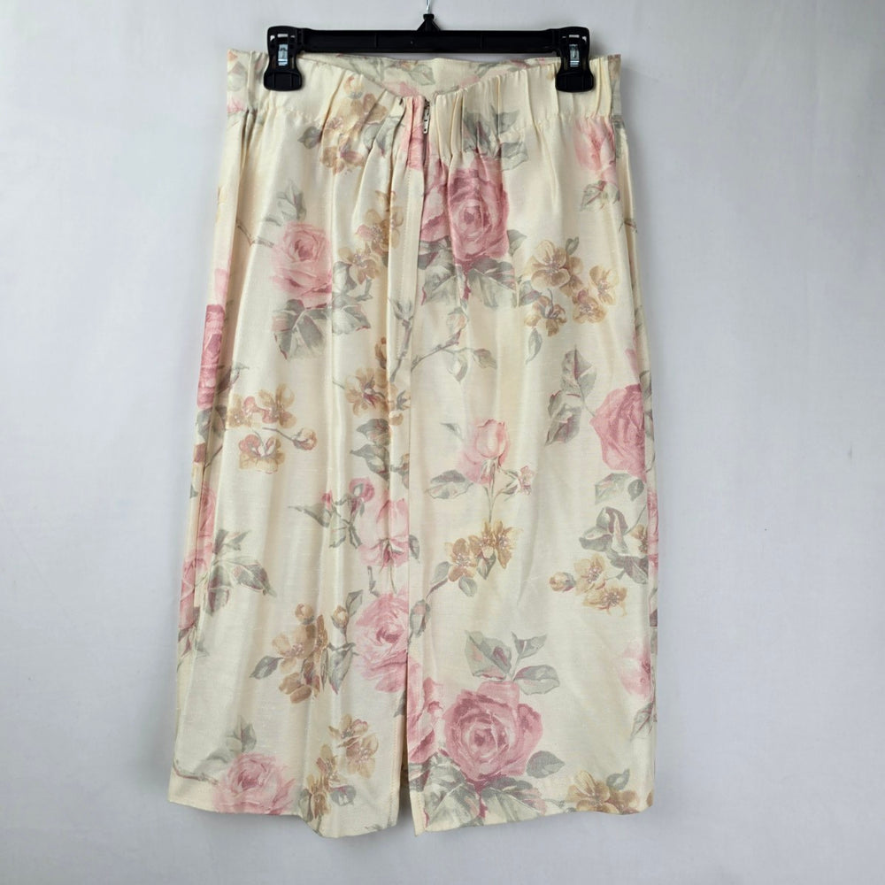 Vintage Floral Cream Midi Skirt Size S/M