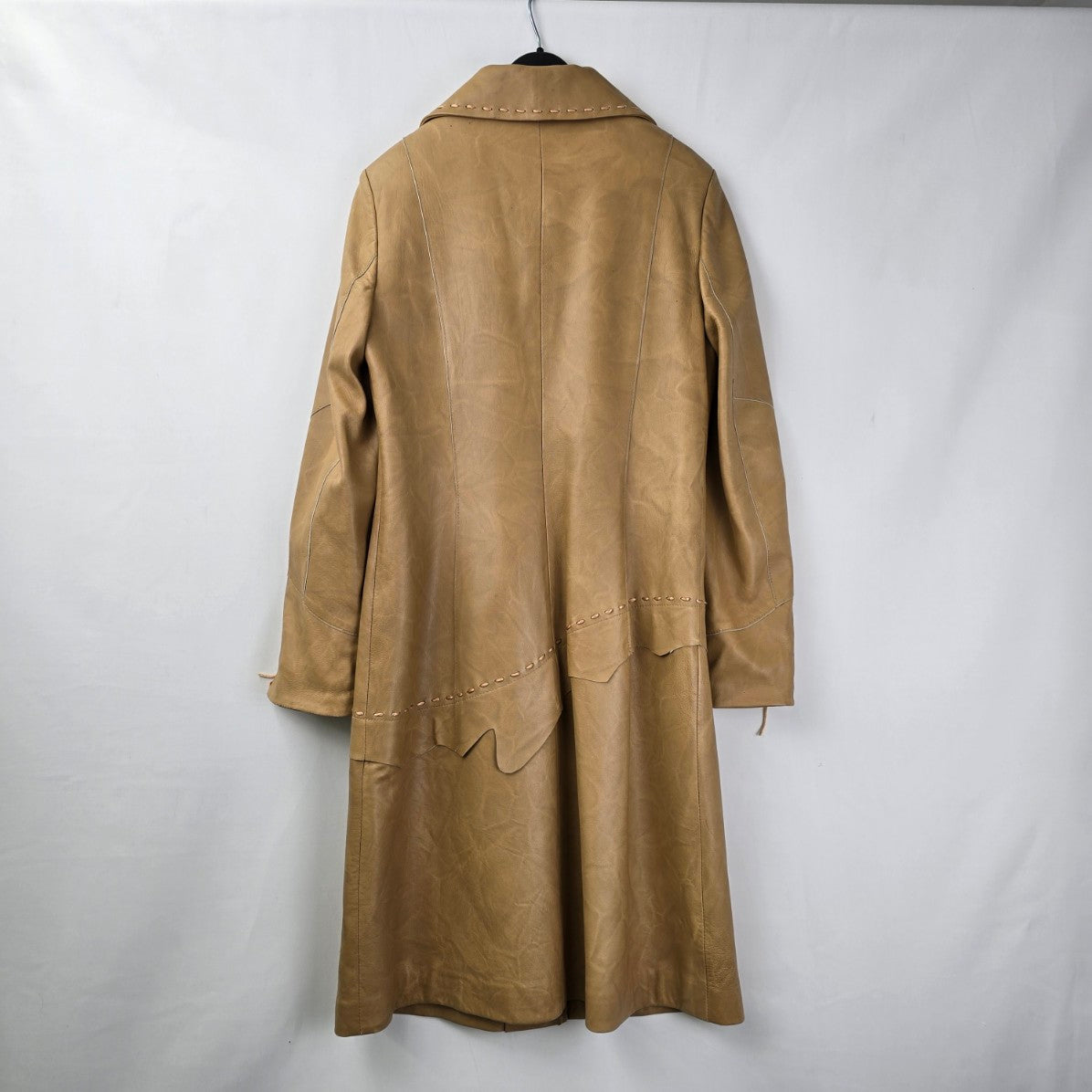 Vintage 90s Altin Ok Carmel Brown Leather Pea Coat Size M