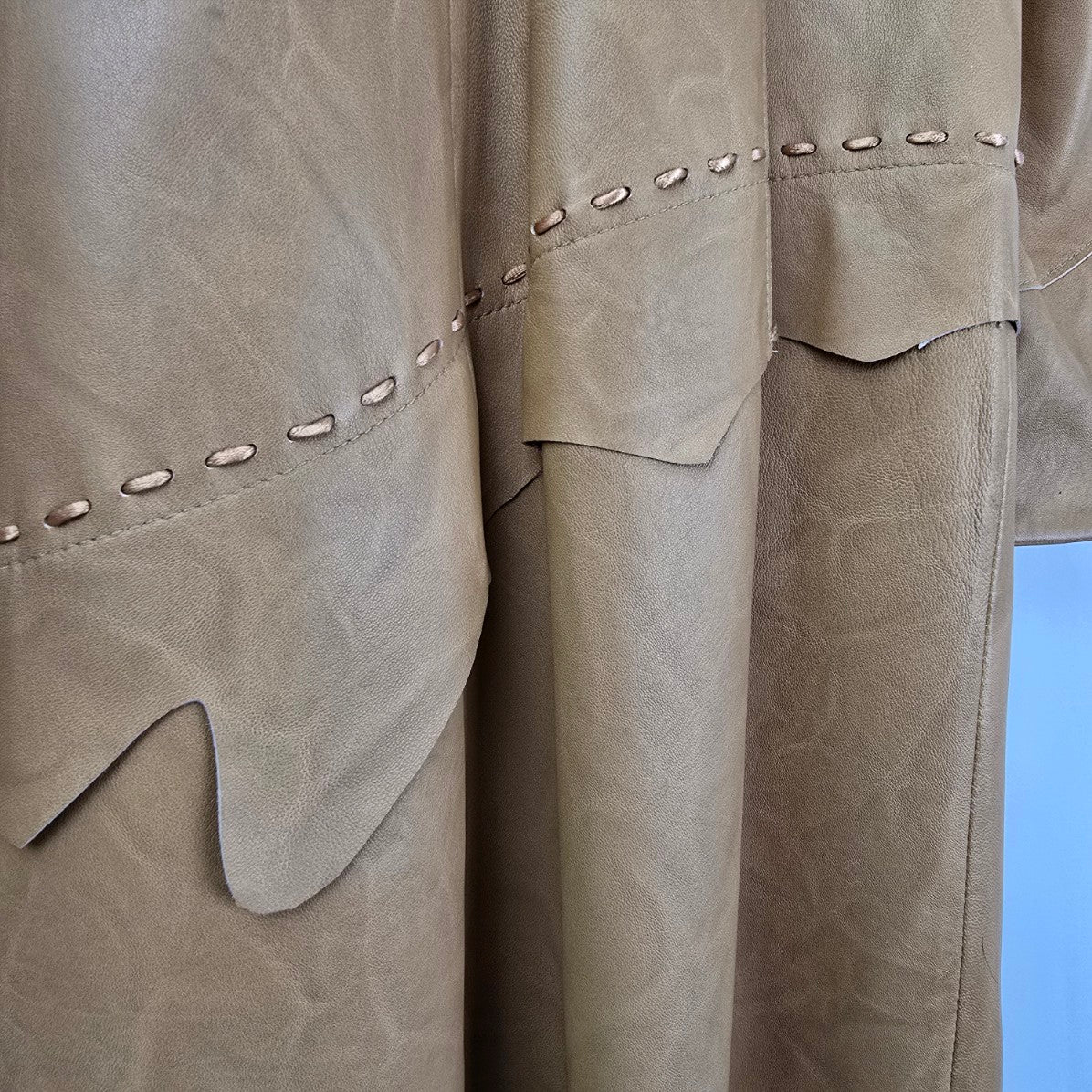 Vintage 90s Altin Ok Carmel Brown Leather Pea Coat Size M