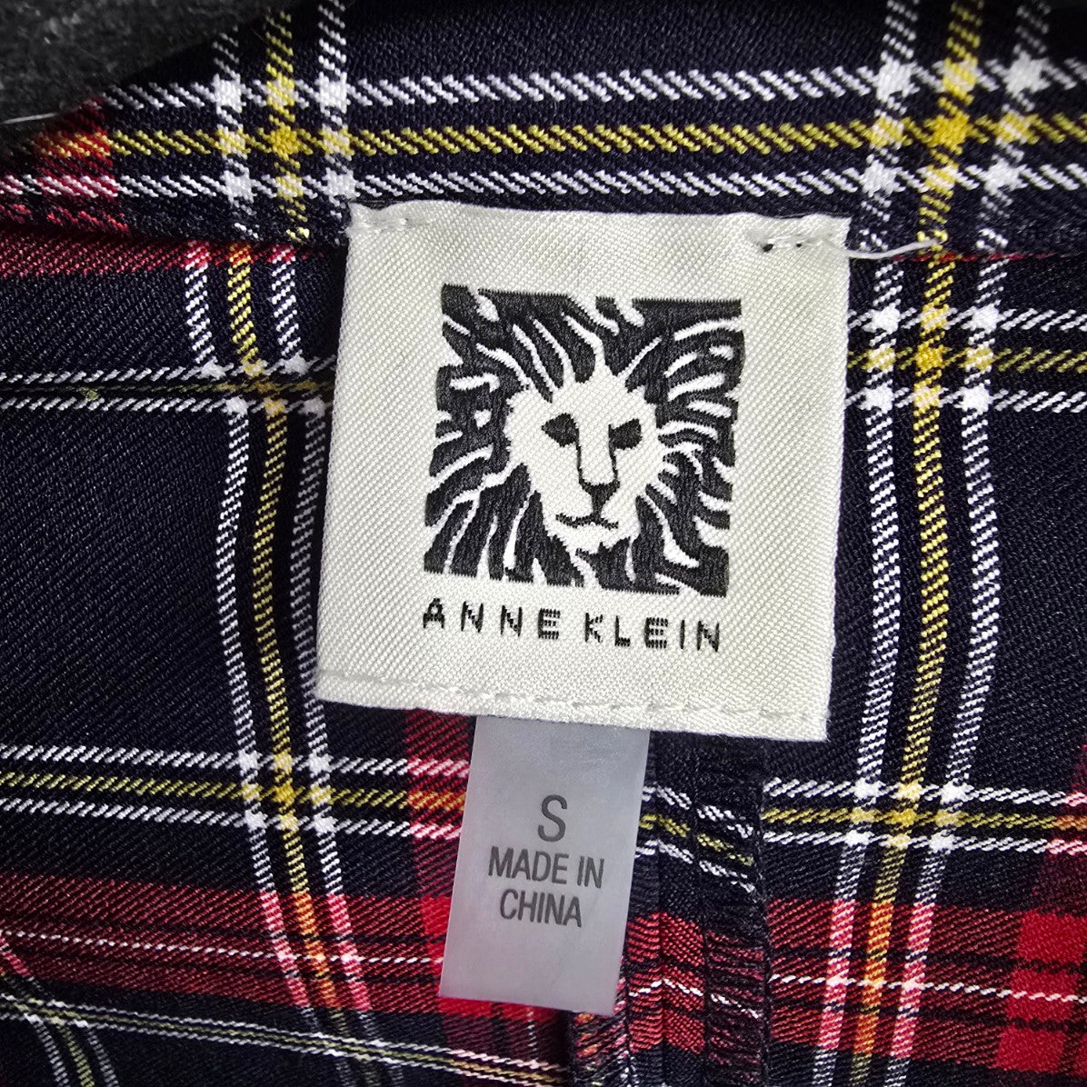 Anne Klein Red Plaid Button Blazer Size S