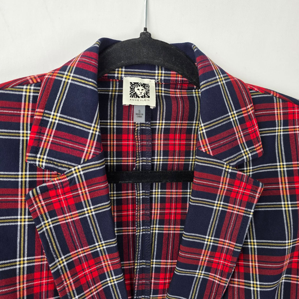 Anne Klein Red Plaid Button Blazer Size S