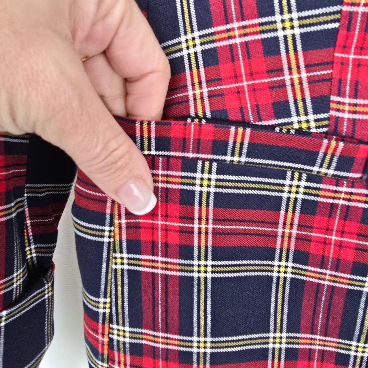 Anne Klein Red Plaid Button Blazer Size S