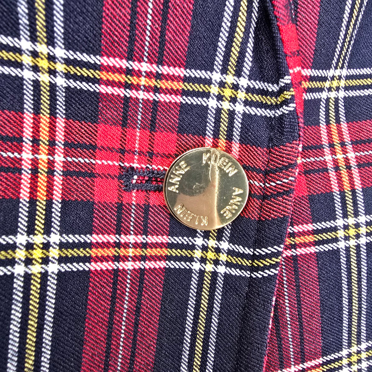 Anne Klein Red Plaid Button Blazer Size S