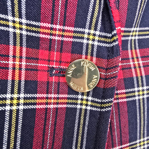 Anne Klein Red Plaid Button Blazer Size S