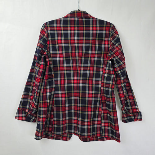 Anne Klein Red Plaid Button Blazer Size S