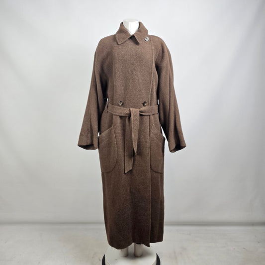 Vintage Harve Benard Brown Wool Maxi Outerwear Coat Size 14