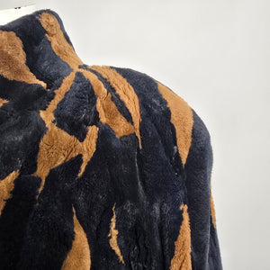 Vintage Stone Furs Black & Brown Faux Fur Coat Size L