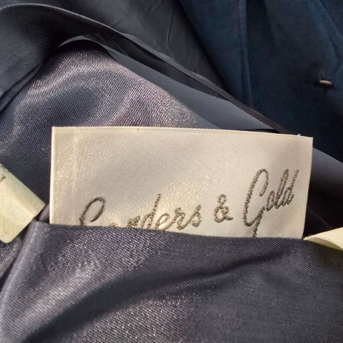 Vintage Sanders & Gold Blue Faux Suede Button Up Jacket Size M/L