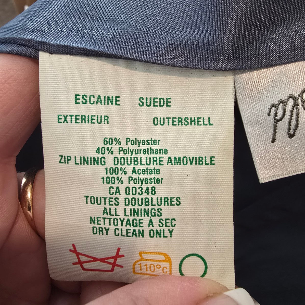 Vintage Sanders & Gold Blue Faux Suede Button Up Jacket Size M/L