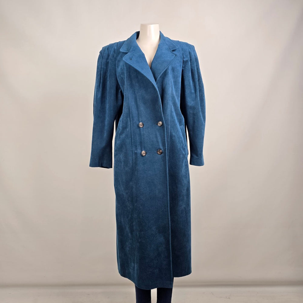 Vintage Sanders & Gold Blue Faux Suede Button Up Jacket Size M/L