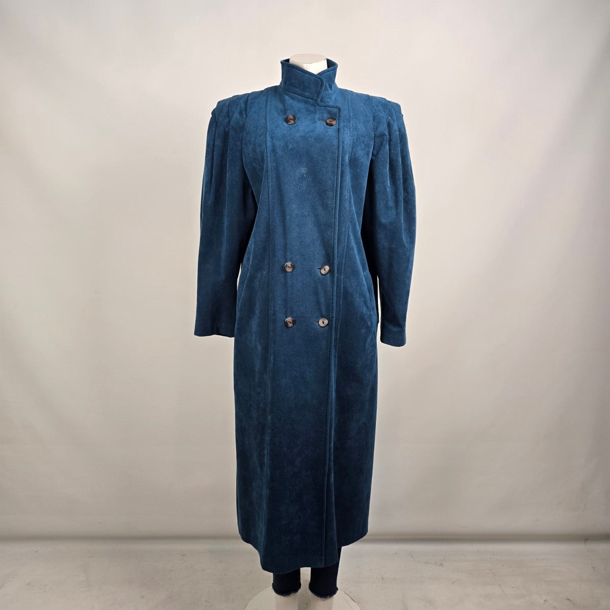 Vintage Sanders & Gold Blue Faux Suede Button Up Jacket Size M/L