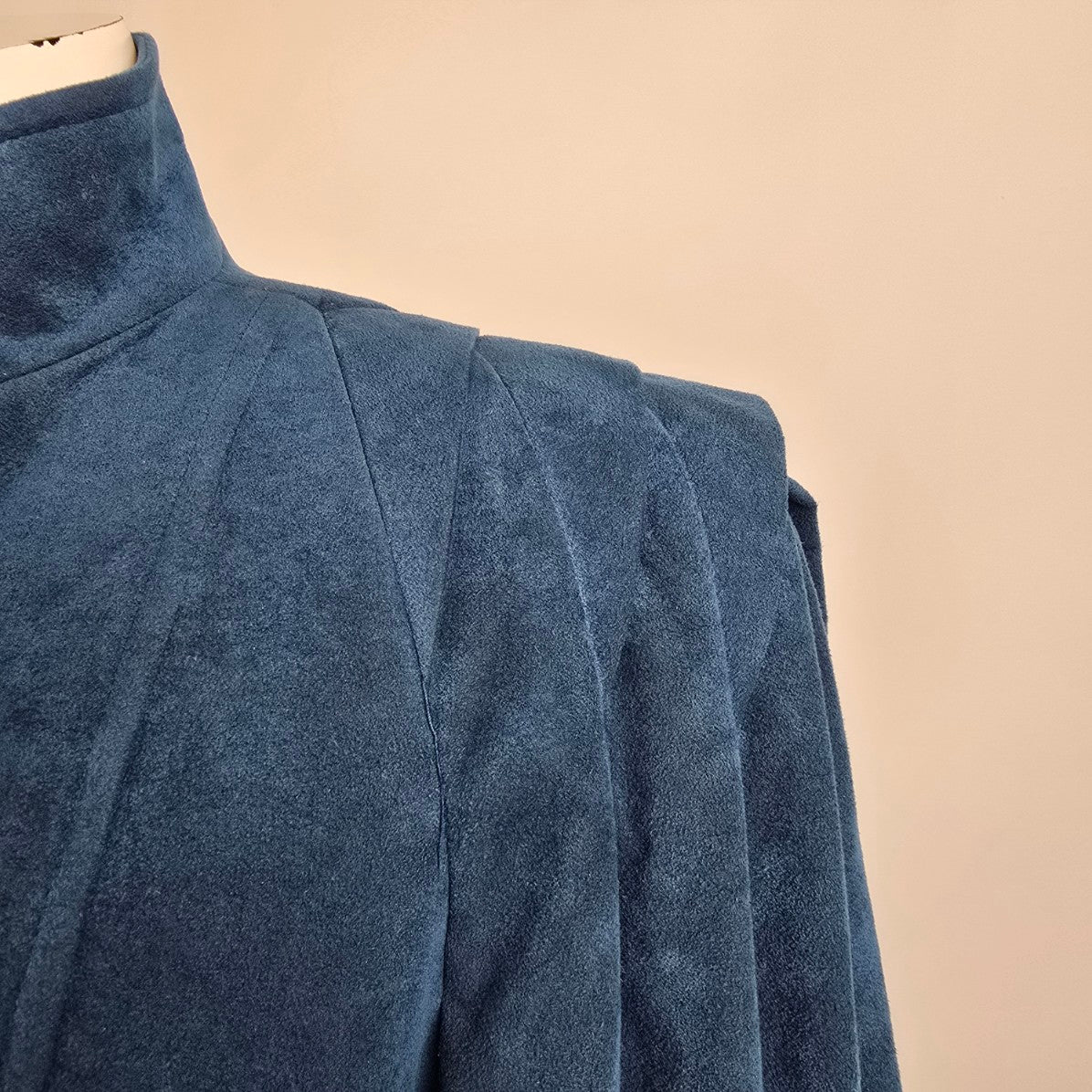 Vintage Sanders & Gold Blue Faux Suede Button Up Jacket Size M/L