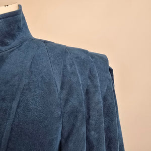 Vintage Sanders & Gold Blue Faux Suede Button Up Jacket Size M/L