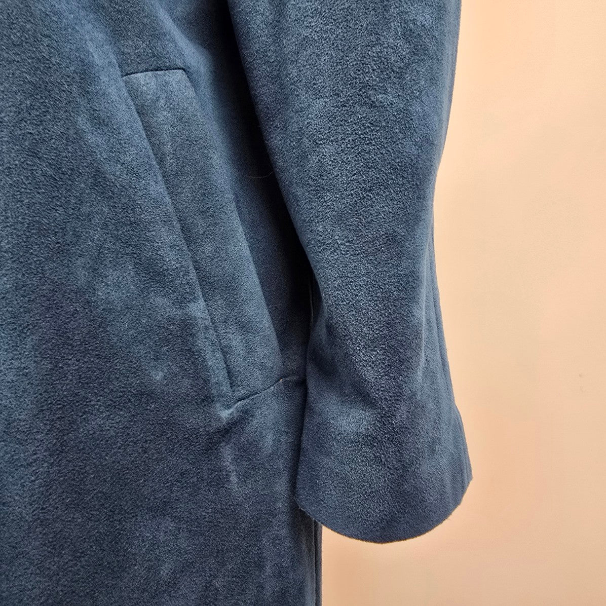 Vintage Sanders & Gold Blue Faux Suede Button Up Jacket Size M/L