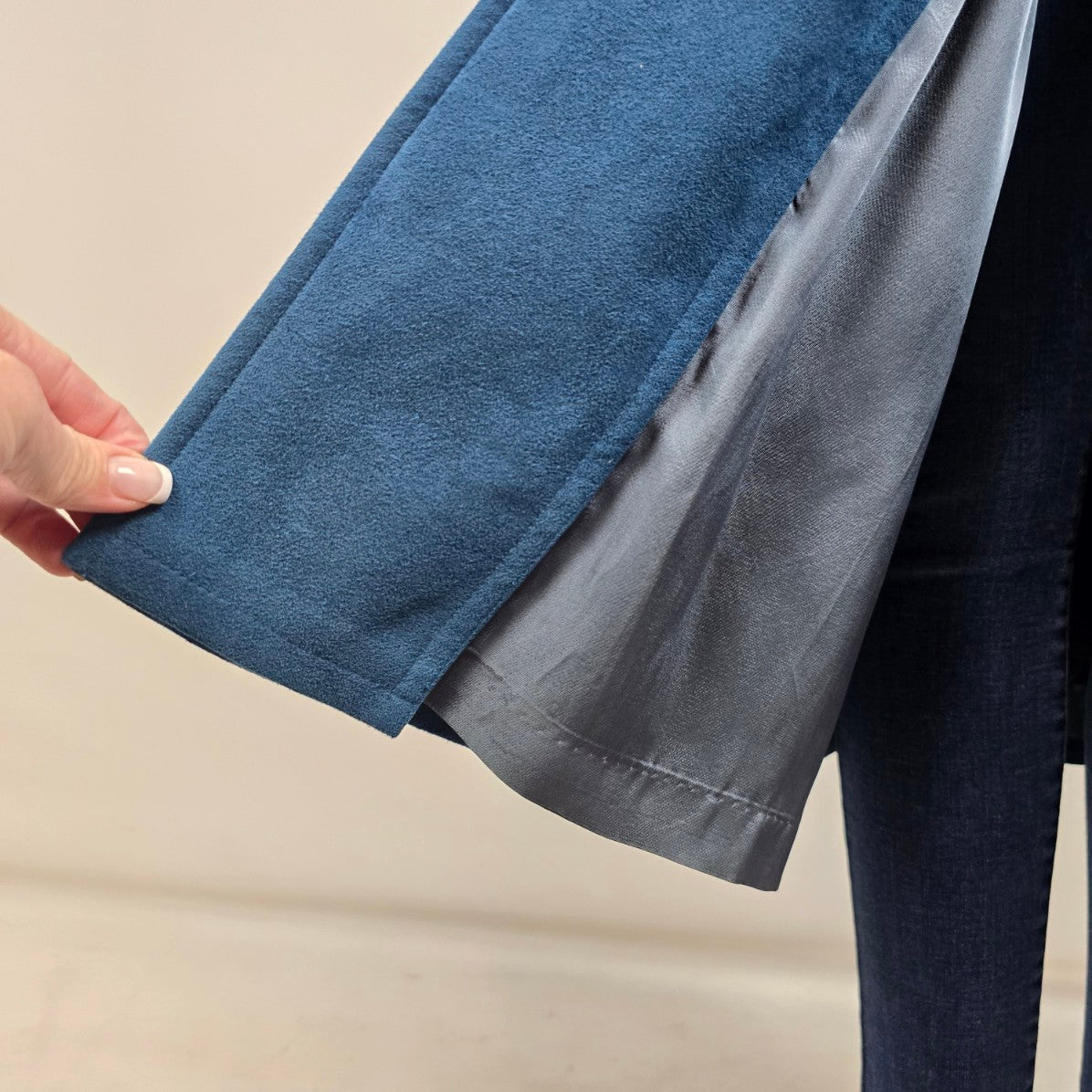 Vintage Sanders & Gold Blue Faux Suede Button Up Jacket Size M/L