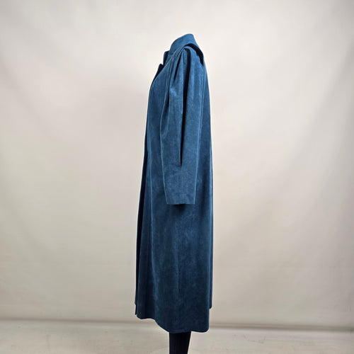Vintage Sanders & Gold Blue Faux Suede Button Up Jacket Size M/L