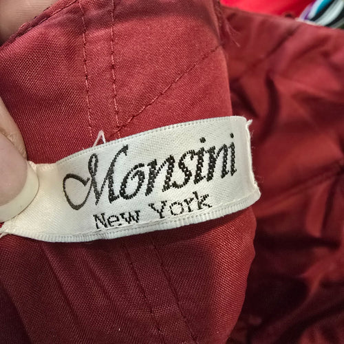 Monsini Burgundy Floral Horse Hair Hem Tulle Skirt Grad Dress Size 20