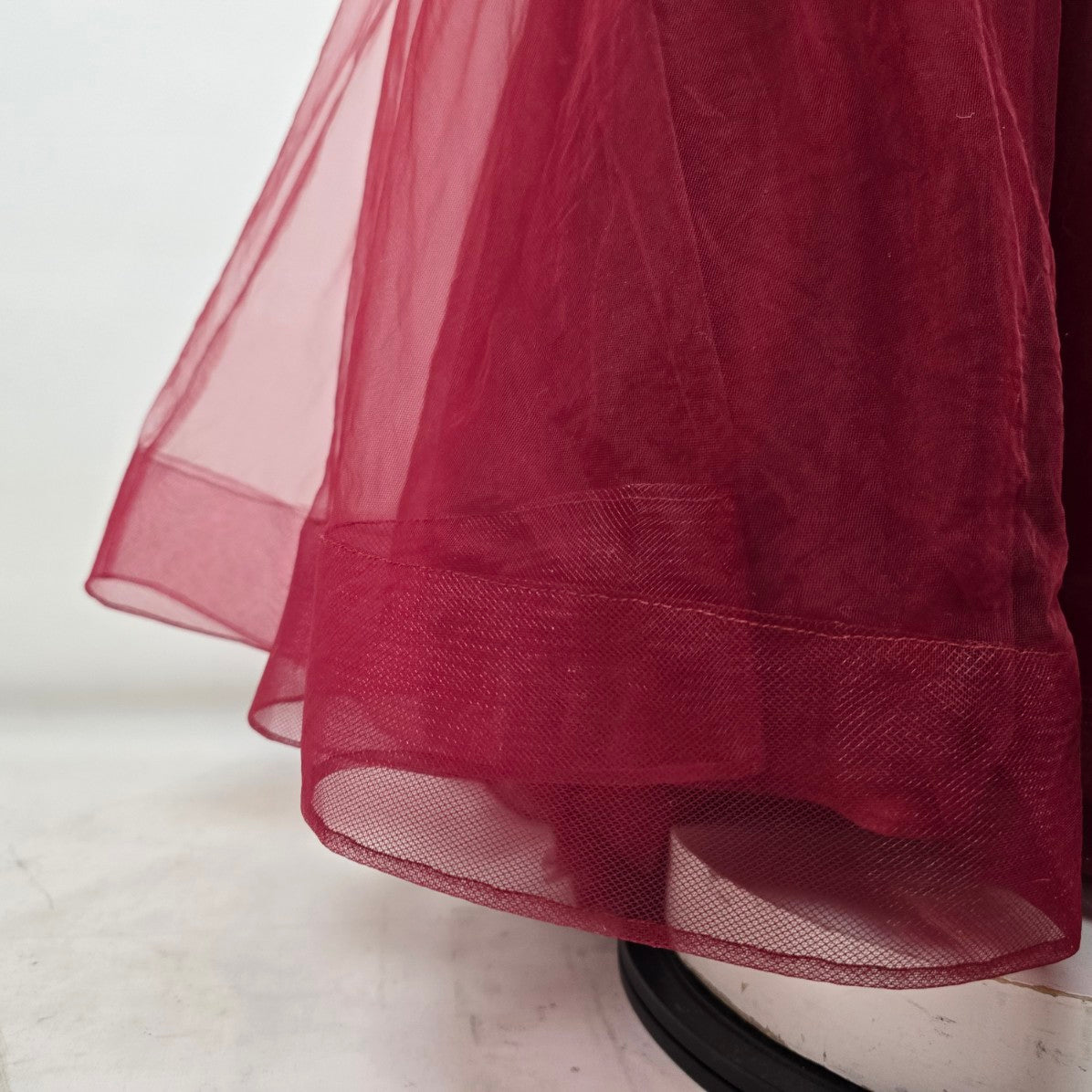 Monsini Burgundy Floral Horse Hair Hem Tulle Skirt Grad Dress Size 20